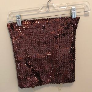 Brown sequin tune top